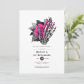 Hot-Pink Floral Gotische Brautmädchen Luncheon Einladung (Stehend Vorderseite)