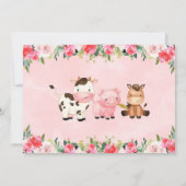 Hot Pink Floral Landtiere Ballons Geburtstag Einladung (Rückseite)