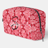 Hot Pink Floral Monogram Name Script Toiletry Bag Waschbeutel (Rechte Ecke)