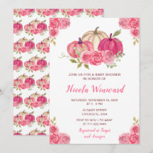 Hot Pink Floral Pumpkins Baby Dusche