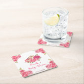 Hot Pink Floral Pumpkins Baby Shower Rechteckiger Pappuntersetzer (Vor Ort)