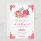 Hot Pink Floral Pumpkins Brautparty Einladung (Vorderseite)