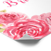 Hot PInk Floral Pumpkins Brautparty Poster (Ecke)