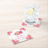 Hot Pink Floral Pumpkins Brautparty Rechteckiger Pappuntersetzer (Vor Ort)