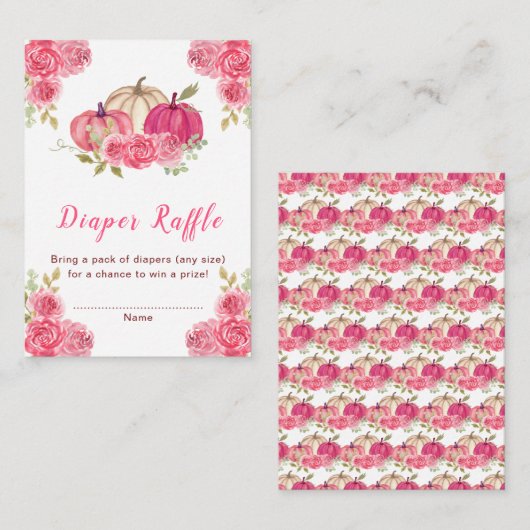 Hot Pink Floral Pumpkins Kinderdusche Windelwanne  Begleitkarte (Vorne/Hinten)