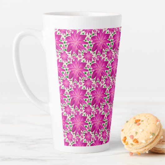 Hot Pink Floral Seamless Pattern  Milchtasse (Beispiel)
