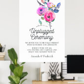Hot-Pink Floral Unplugged Zeremony Poster (Heimbüro)