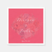 Hot Pink Floral Wedding Napkins Serviette (Vorderseite)