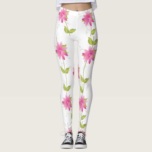 Hot Pink Flower Leggings (Vorderseite)