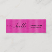 Hot Pink Foil Elegante Hallo Minimale Kalligraphie Mini Visitenkarte (Vorderseite)