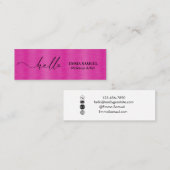 Hot Pink Foil Elegante Hallo Minimale Kalligraphie Mini Visitenkarte (Vorne/Hinten)