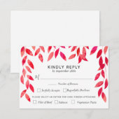 Hot-Pink-Foliage RSVP Karte (Vorne/Hinten)