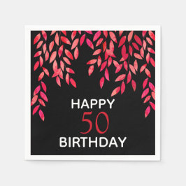 Hot Pink Folies auf Black Birthday Party Serviette