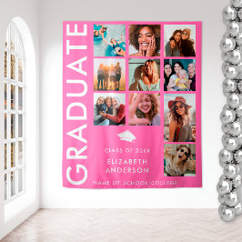 Hot-Pink-Foto-Hintergrund für die Graduierungspart Wandteppich