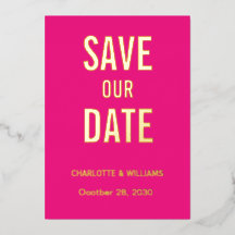 Hot Pink Foto Overlay Save the Date Gold