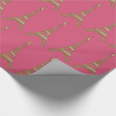 Hot Pink French Eiffel Tower Paris Wrapping Paper Geschenkpapier (Ecke)