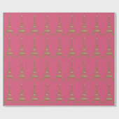 Hot Pink French Eiffel Tower Paris Wrapping Paper Geschenkpapier (Flach)