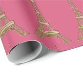 Hot Pink French Eiffel Tower Paris Wrapping Paper Geschenkpapier (Rolleneckpunkt)