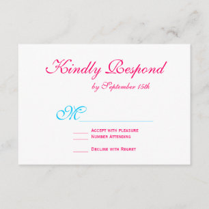 Hot Pink Fuchsia Aquamarin Türkis Hochzeitskarten RSVP Karte