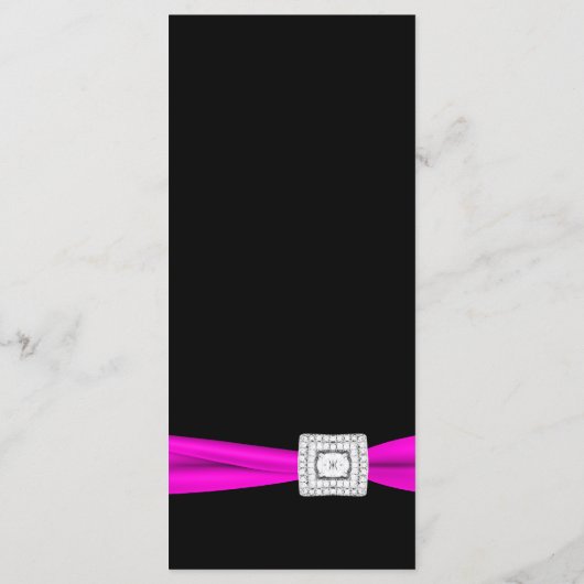 Hot Pink Fuchsia Black Diamond Menü Karten (Rückseite)