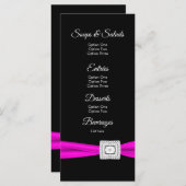 Hot Pink Fuchsia Black Diamond Menü Karten (Vorne/Hinten)