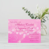 Hot Pink Fuchsia Bokeh Hochzeit Einladungen (Stehend Vorderseite)