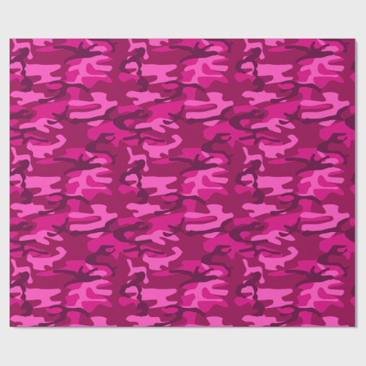 Hot Pink Fuchsia Camouflage Camouflage Girl Patter Geschenkpapier (Flach)