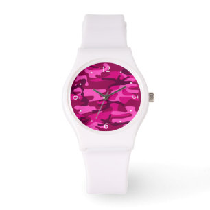 Hot Pink Fuchsia Camouflage Camouflage Giro del Pa Armbanduhr