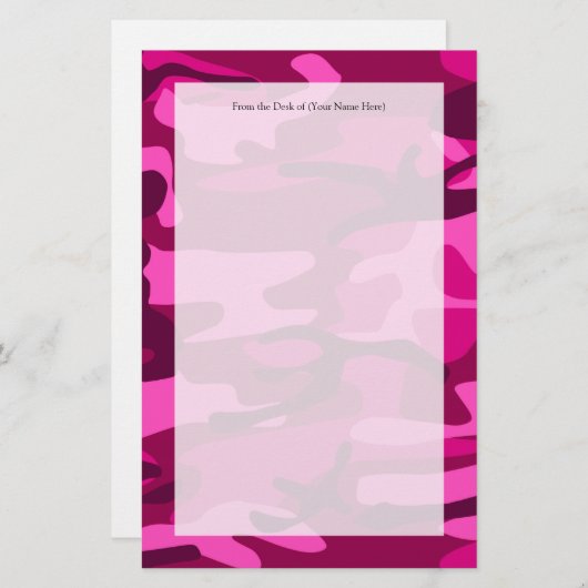 Hot Pink Fuchsia Camouflage Camouflage Giro del Pa Briefpapier (Vorne/Hinten)