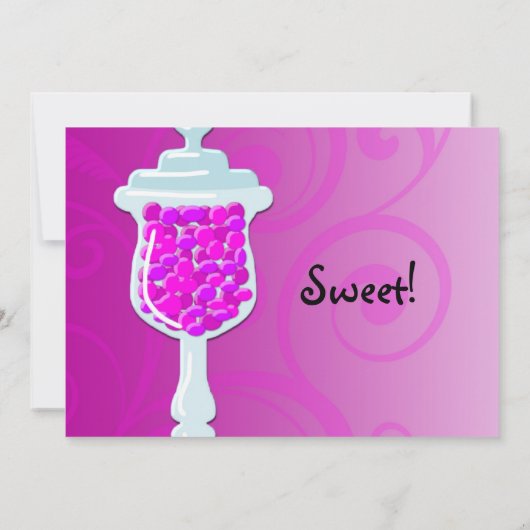 Hot Pink Fuchsia Candy Buffet Einladung (Rückseite)