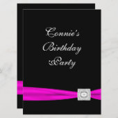 Hot Pink Fuchsia Classy Geburtstagsparty Einladung (Vorne/Hinten)