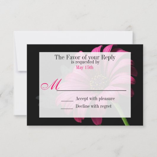 Hot Pink Fuchsia Gerber Daisy Blume Wedding RSVP Karte (Vorderseite)