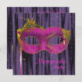 Hot Pink Fuchsia Lila Masquerade Party Einladung (Vorne/Hinten)