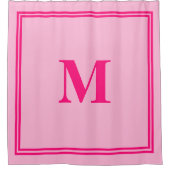 Hot Pink Fuchsia Monogramm Strip Individuelle Name Duschvorhang (Vorderseite)