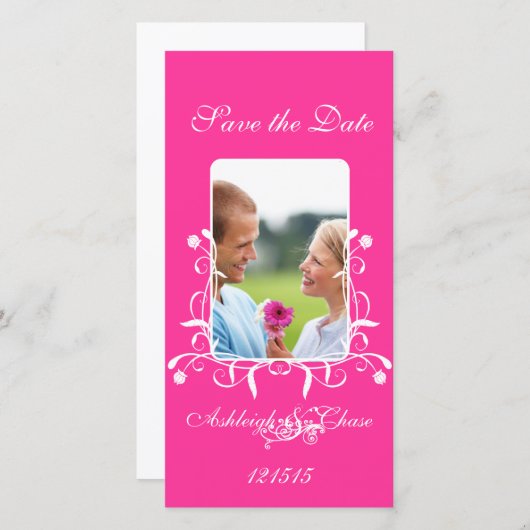 Hot Pink Fuchsia Save the Date Ihr Foto (Vorne/Hinten)