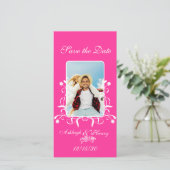 Hot Pink Fuchsia Save the Date Ihr Foto (Stehend Vorderseite)