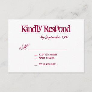 Hot Pink Fuchsia Typografy Wedding RSVP Cards Karte