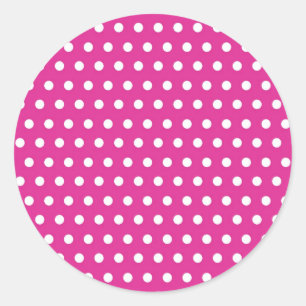 Hot Pink Fuchsia und White Polka Dots Muster Gesch Runder Aufkleber