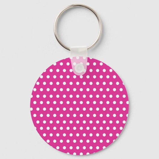 Hot Pink Fuchsia und White Polka Dots Muster Gesch Schlüsselanhänger (Vorderseite)