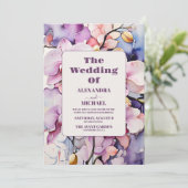 Hot Pink Fuchsia Wasserfarben Orchideen Hochzeit Einladung (Stehend Vorderseite)