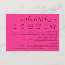 Hot Pink Fuchsia Wedding Details Order Of The Day Begleitkarte