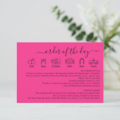 Hot Pink Fuchsia Wedding Details Order Of The Day Begleitkarte (Stehend Vorderseite)