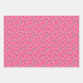 Hot Pink Funky Retro Berry Cherry und Schachbretts Geschenkpapier Set (Vorderseite)