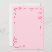 Hot Pink Funky Whimsical Hand Drawn Wedding Save The Date (Rückseite)