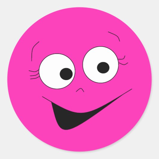 Hot Pink Funny Albern Face Sticker (Vorderseite)