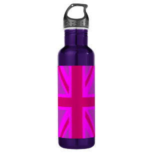 Hot Pink Fushia Union Jack Britische Flagge Hinter Edelstahlflasche