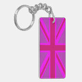 Hot Pink Fushia Union Jack Britische Flagge Hinter Schlüsselanhänger (Vorderseite links)