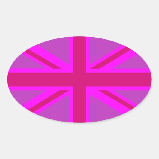 Hot Pink Fushia Union Jack Ovaler Aufkleber (Vorderseite)