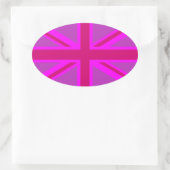 Hot Pink Fushia Union Jack Ovaler Aufkleber (Tasche)
