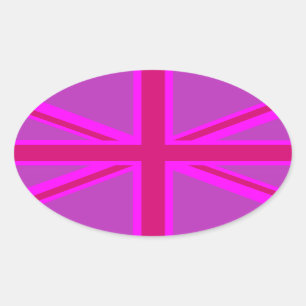 Hot Pink Fushia Union Jack Ovaler Aufkleber